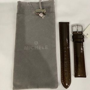 Brown patent leather Michele watch band